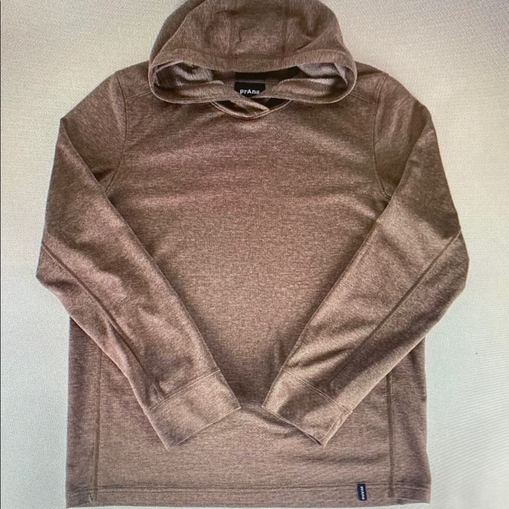 Prana Men's Heather Brown Hooded Long Sleeve Pullover